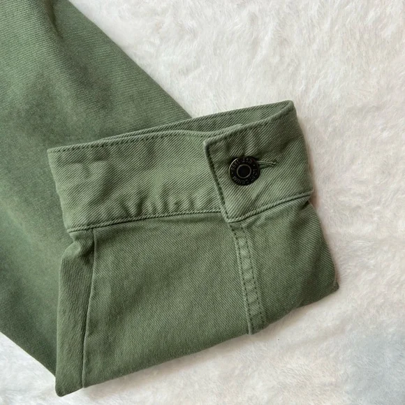 LOFT Olive Green Utility Button up Cinch Waist Canvas Jacket Size XXL - Picture 5 of 8
